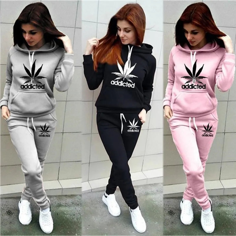 Women Autumn Winter Warm Tracksuit Two Piece Running Set Oversize Hoodie  Sweatshirts And Pants Sportswear Outfit